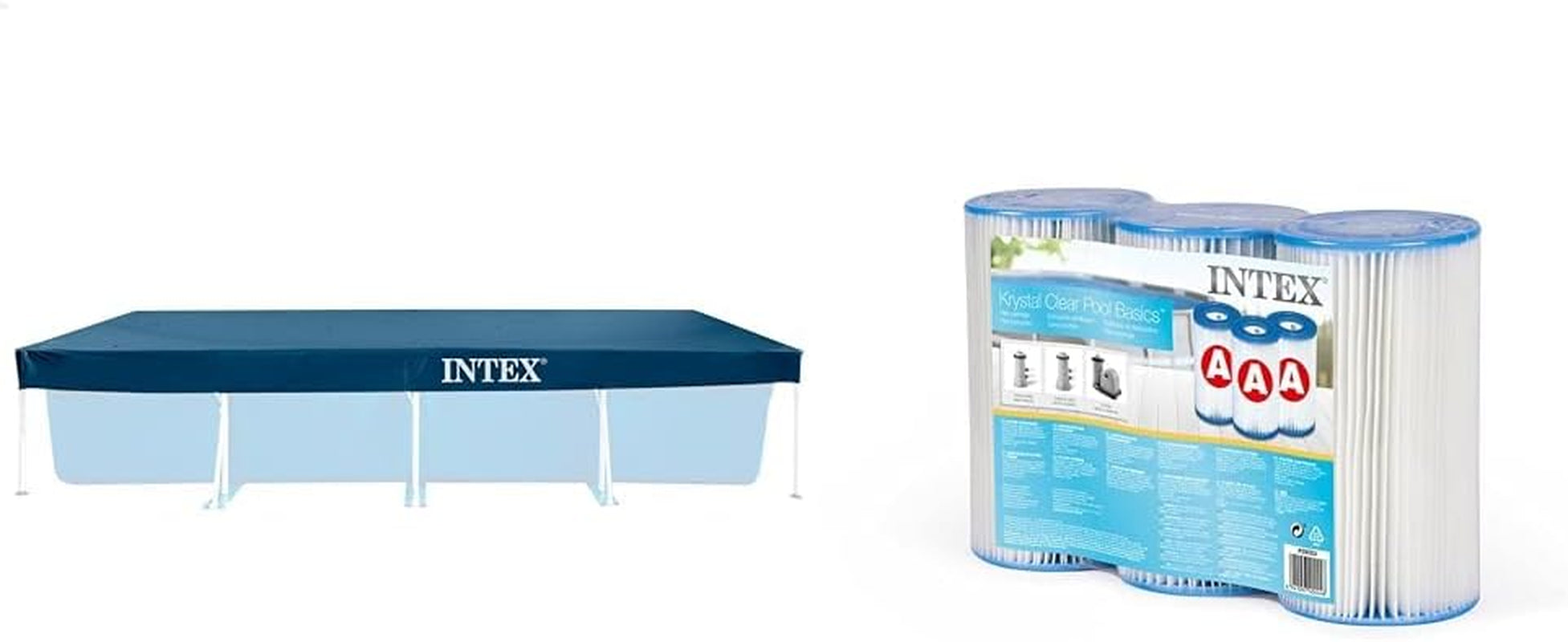 Intex 28038 - Ponyva téglalap alakú föld feletti medencékhez, PVC, kék, 300x200 cm