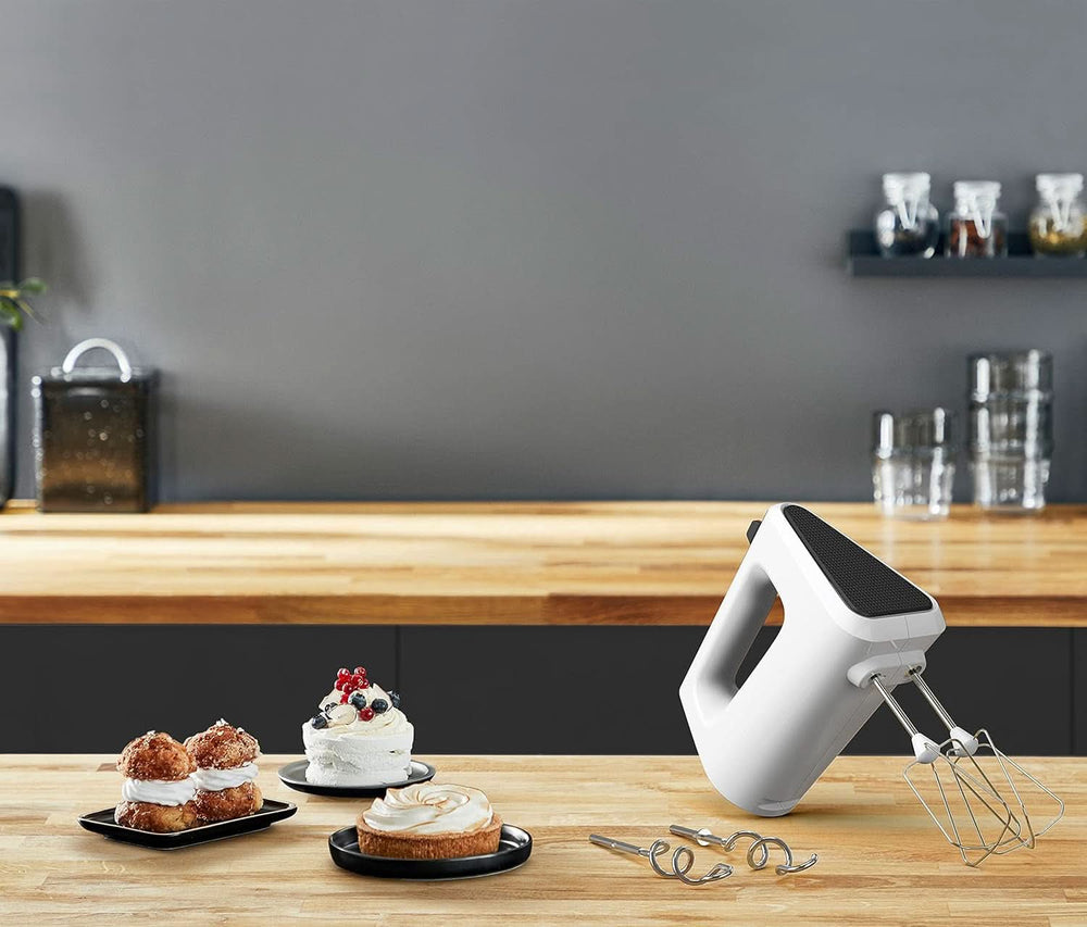 Krups GN4001 3 Mix 4000 Kézi mixer | 450 Watt | Robusztus kialakítás | Változtatható fordulatszám-szabályozó | Turbo-Und Auswurf-Funktion | Incl. 2 Rührbesen Und 2 Knethaken | Weiß/Grau Kitchen Naty Shop