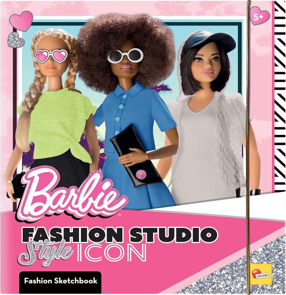 Lisciani - BARBIE - Skizzenbuch Set Wir Glänzen - Modestudio - Models zum Anziehen - Kreatives Spiel - Supermodische Kleidung - Farbmarker - Für Mädchen ab 4 Jahren