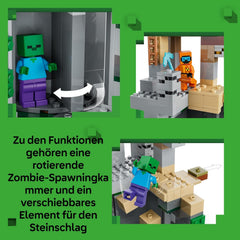 LEGO Minecraft Zombieverlies - Bauspielzeug für Rollenspiele - Minecraft-Spielset für Jungen und Mädchen ab 8 Jahren mit 3 Zombies, einem Krieger und Videospielzubehör - 21587