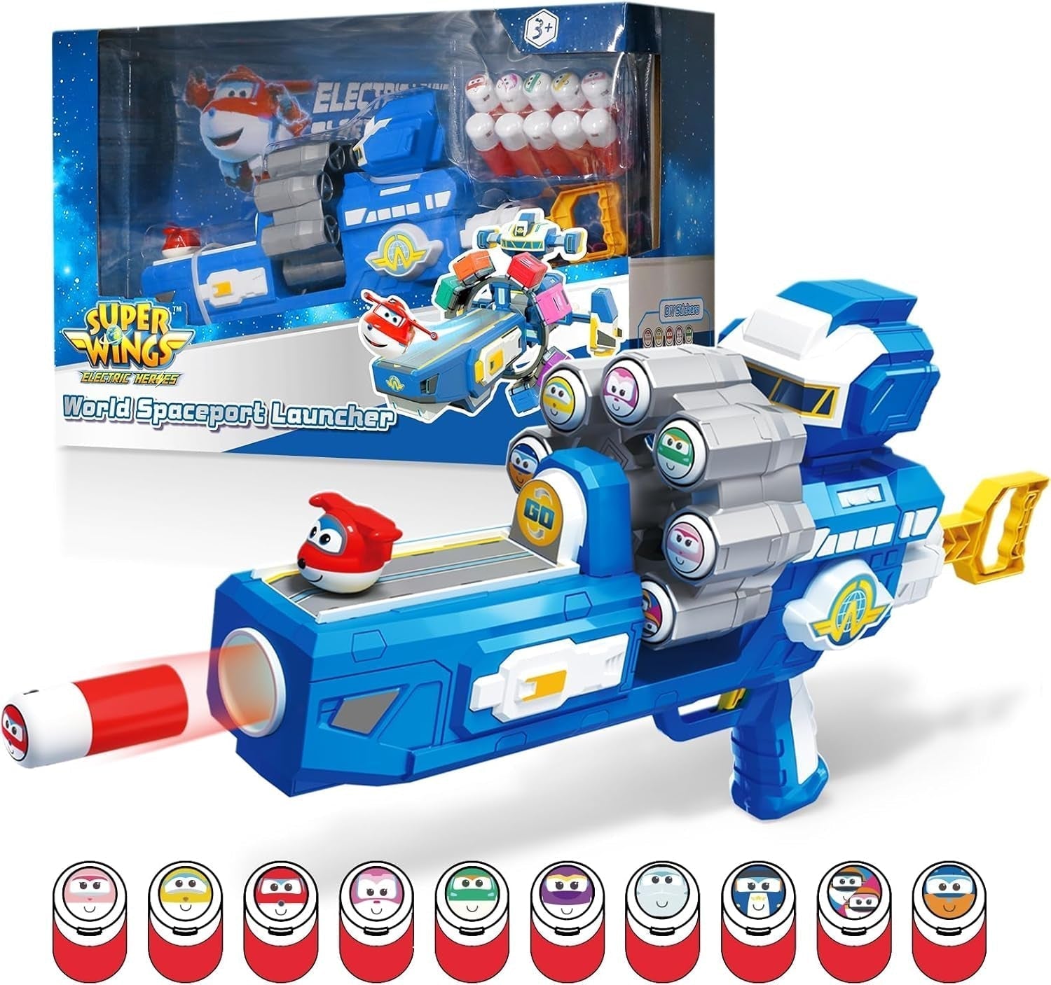 Super Wings Transformation Plane Supercharged Traver, kb. 12,7 cm-es nagy gyerekjátékfigura, repülőgép- és robotfigura fiúknak és lányoknak 3 éves kor felett, ezüst akciófigurák Naty Shop játékpisztoly