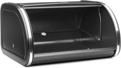 Brabantia roll bread box - Cutie de depozitare compactă pentru pâine, covrigi și rulouri pe blatul de lucru, cu capac plat, oțel durabil - dimensiune medie - negru mat Cutii depozitare alimente Naty Shop