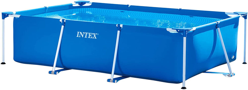 Négyszögletes keretes medence - Aufstellpool, kék - 220 x 150 x 60 cm és Oberflächenskimmer - Deluxe Oberflächenskimmer zur Wandmontage - Hängeskimmer, szürke