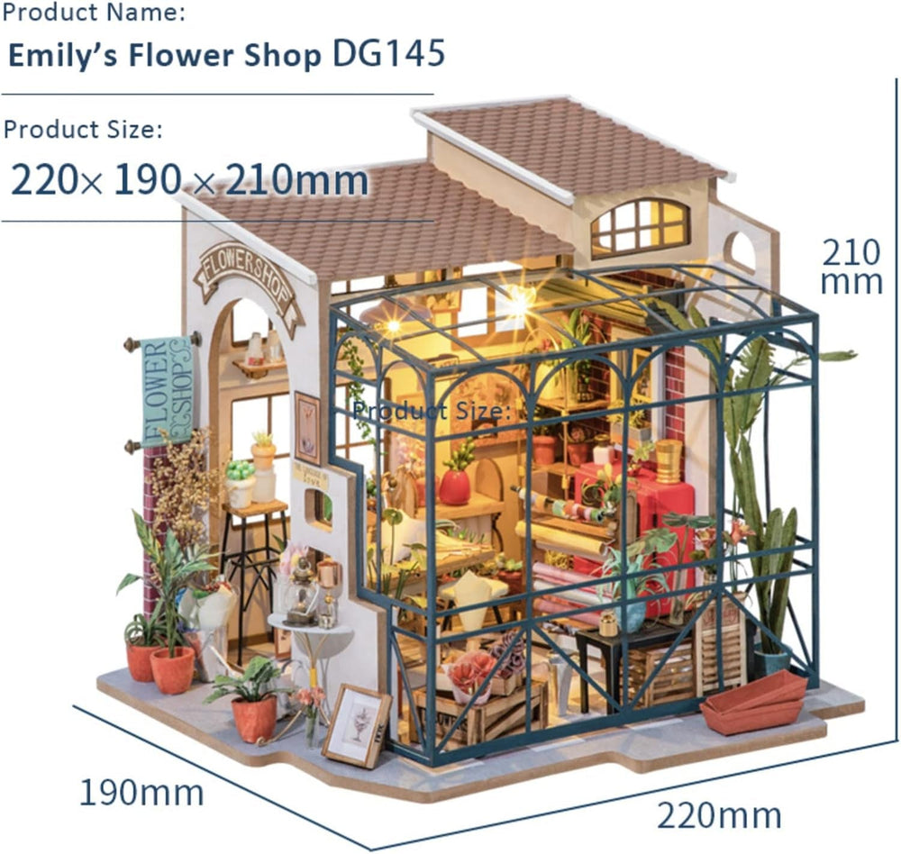 Robotime DG145 Rolife Emily's Flower Shop Miniatűr babaház Fából, fémből, szövetből és kartonból, Méretek: 22 X 15 X 17 cm, Naty Shop babaházak
