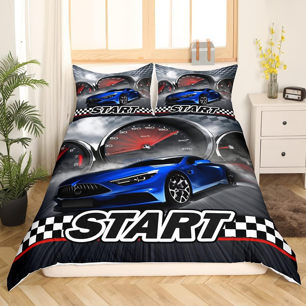 Jungen Cartoon Auto Bedtuchen Set 135X200,Kinder Bau Fahrzeuge Tröster Abdeckung Für Kind Kleinkind Teens,Dinosaurier Bettbezug,Traktor Maschinerie Bagger Bettdecke Abdeckung,Lkw Autos Bedtuchen Naty Shop Multi 5*20*180*80*180