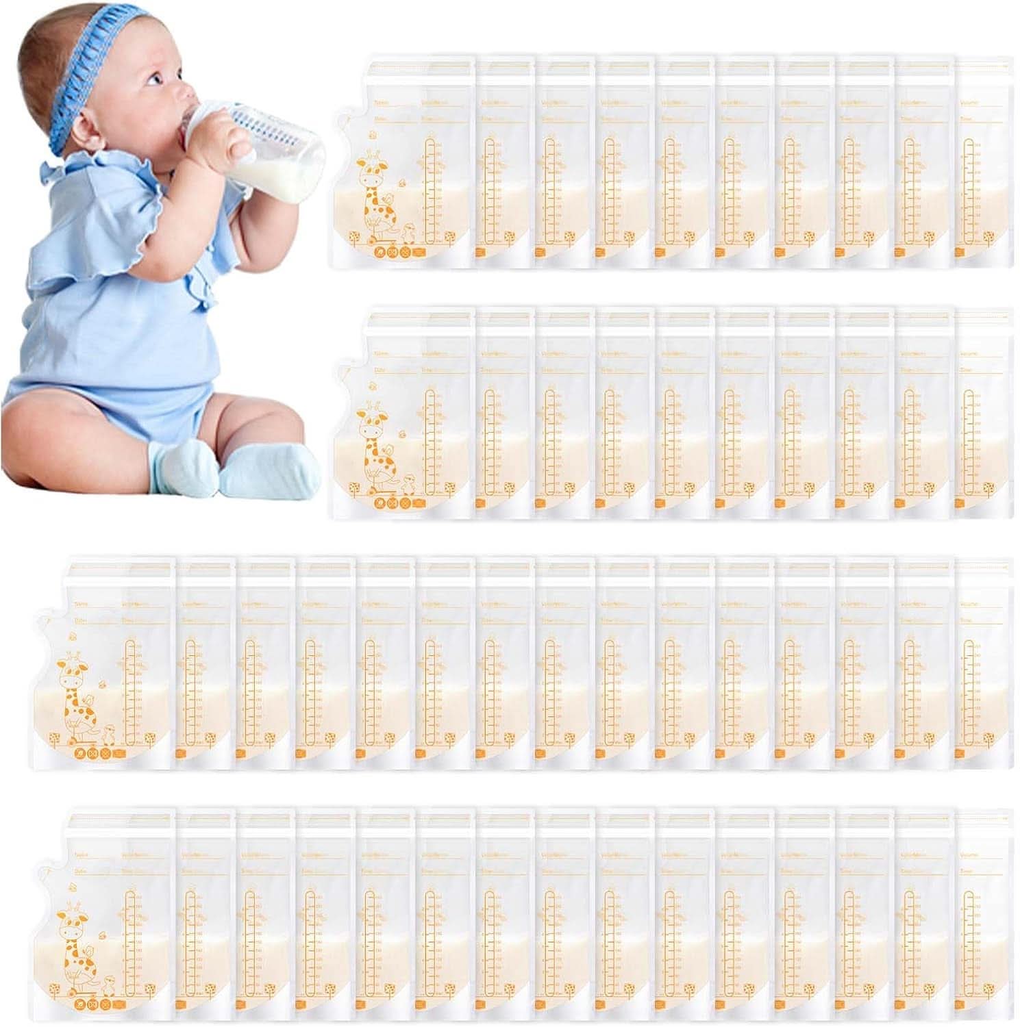 Vinabo 50 Stück Muttermilchbeutel, 250 ml Bpa-mentes Muttermilch tároló táska, Milchbeutel Für Muttermilch Mit Ausgießer Für Das Stillen, Selbststehender, Kann Eingefroren Werden, Vorsterilisiert Kiegészítők Élelmiszer és szoptatás