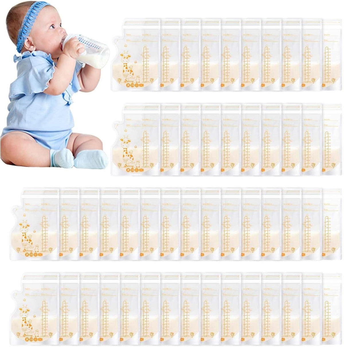 Vinabo 50 Stück Muttermilchbeutel, 250 ml Bpa-mentes Muttermilch tároló táska, Milchbeutel Für Muttermilch Mit Ausgießer Für Das Stillen, Selbststehender, Kann Eingefroren Werden, Vorsterilisiert Kiegészítők Élelmiszer és szoptatás