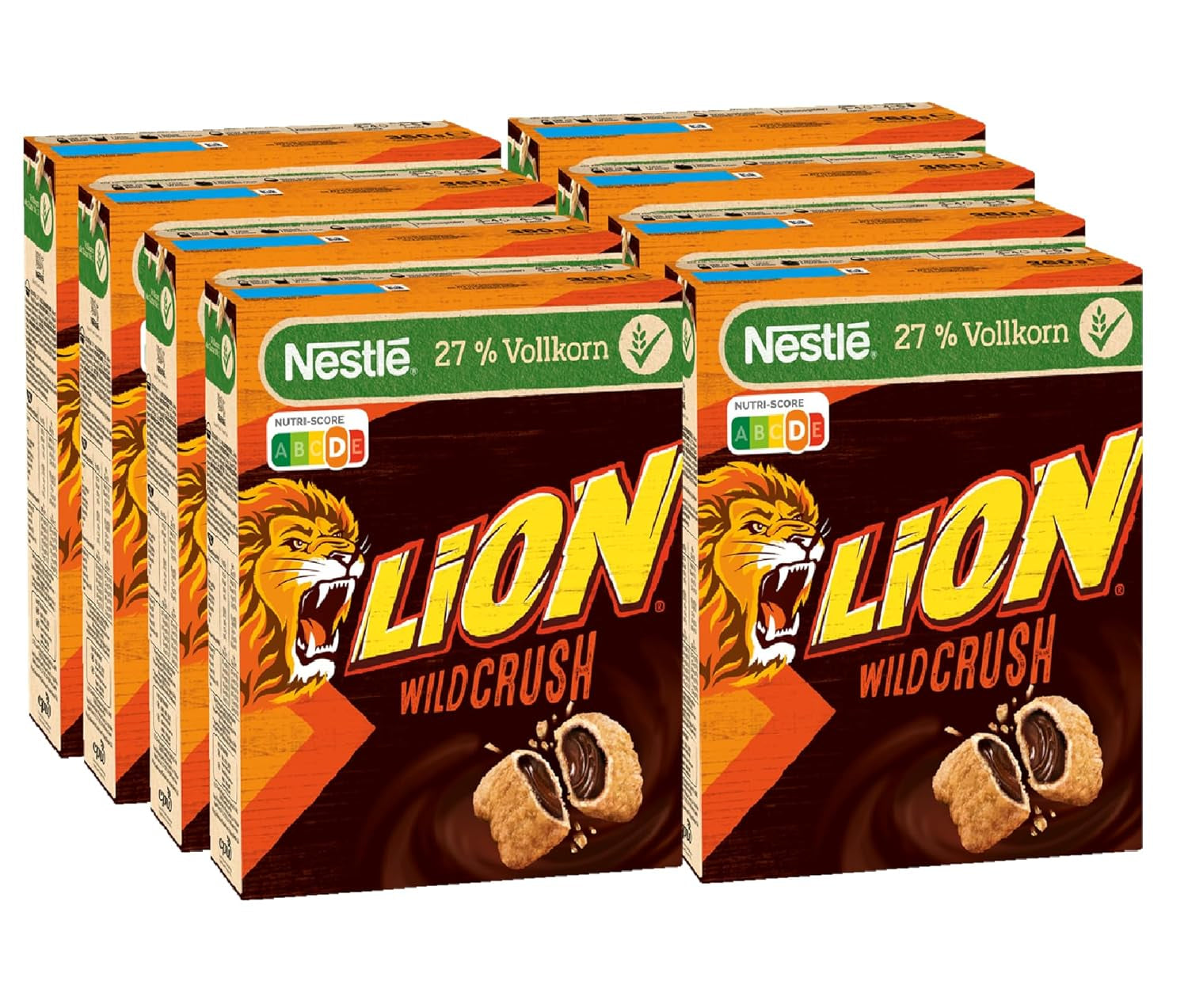 Nestlé LION WildCrush csokoládé karamell gabonapehely 8 csomag (8 x 360 g)
