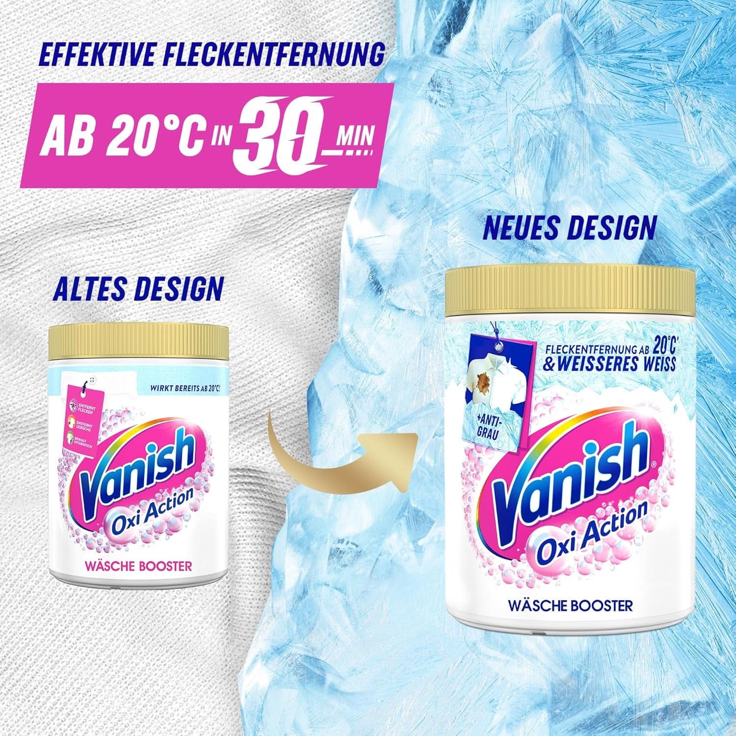 Vanish Oxi Action Powerwhite por - 1 x 1,125 kg - folteltávolító és klórmentes mosodajavító por - fehér ruhákhoz Mosószerek Naty Shop
