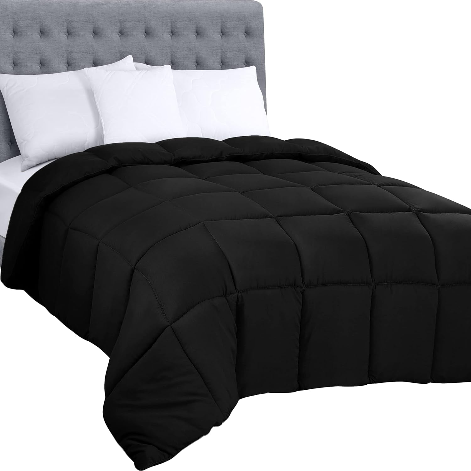 Plapumă Utopia Bedding pentru toate anotimpurile, 250 g/m², pluș, umplutură din fibre siliconizate, pat dublu, cusută în cutie (pat dublu, XL, gri deschis) Plapumi si pilote Naty Shop Negru King (pachet de 1)