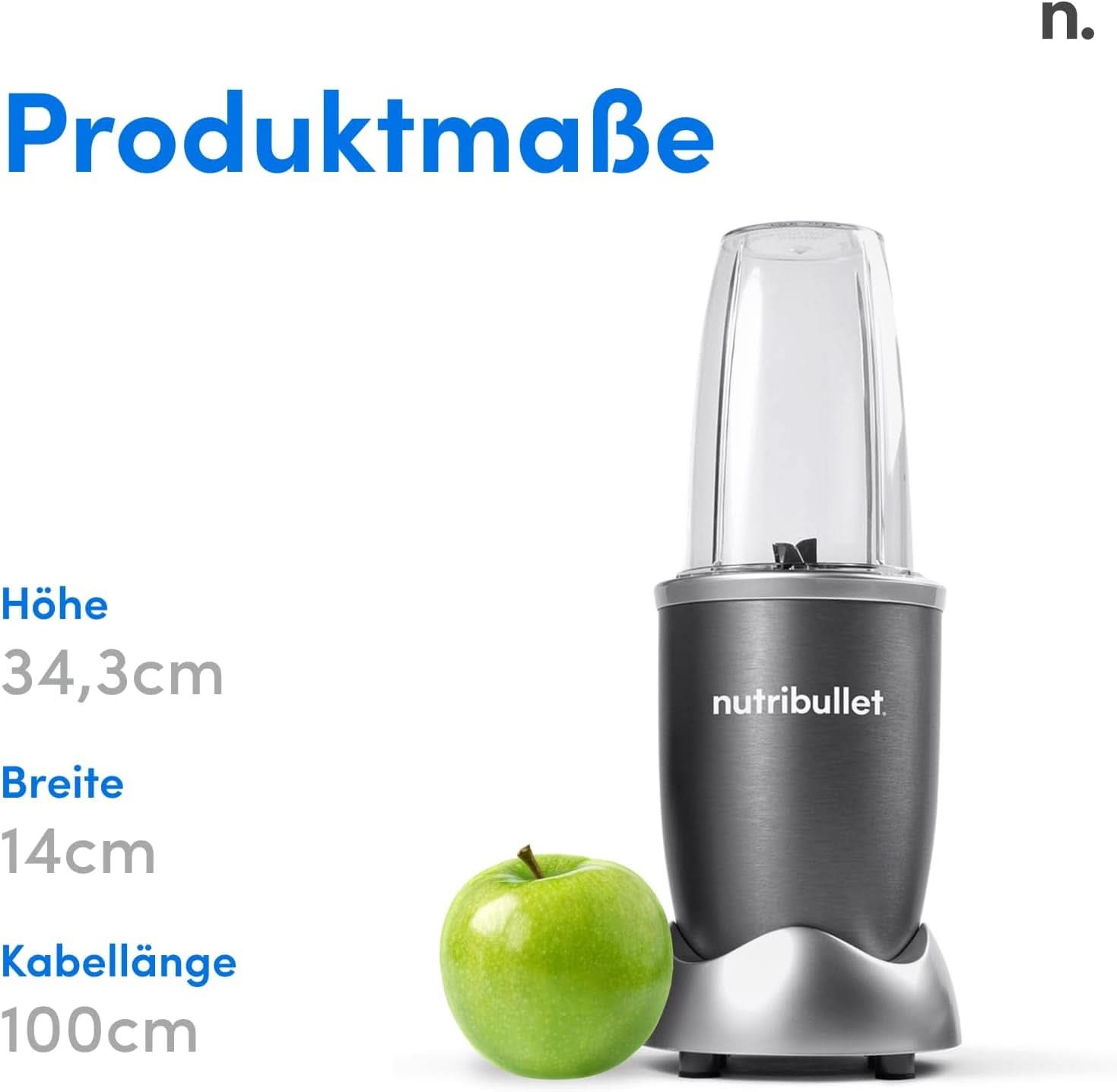 Nutribullet Original, Elektrischer Mixer, Zerkleinerer, Smoothiemixer, Smoothie Maker, 600 W Leistung, Einfach Und Schnell in Der Anwendung, Kompakt, Leicht Zu Reinigen, NB603DG Bucatarie Naty Shop