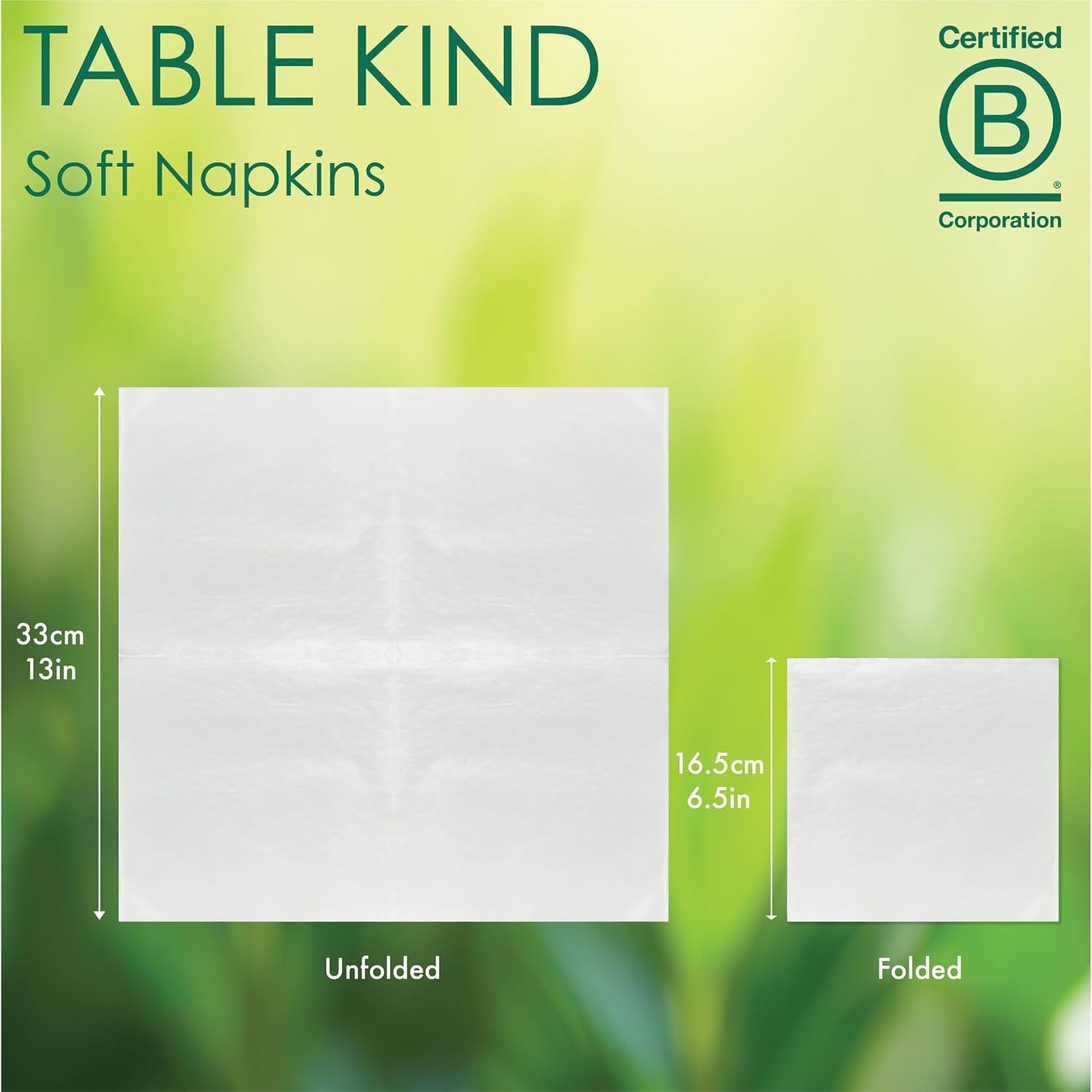 Table Kind 100 șervețele albe moi în pachet vrac, șervețele de înaltă calitate pentru petreceri, catering și uz zilnic, FSC, sustenabile și reciclabile, fabricate în UE | 2Ply | 33Cm