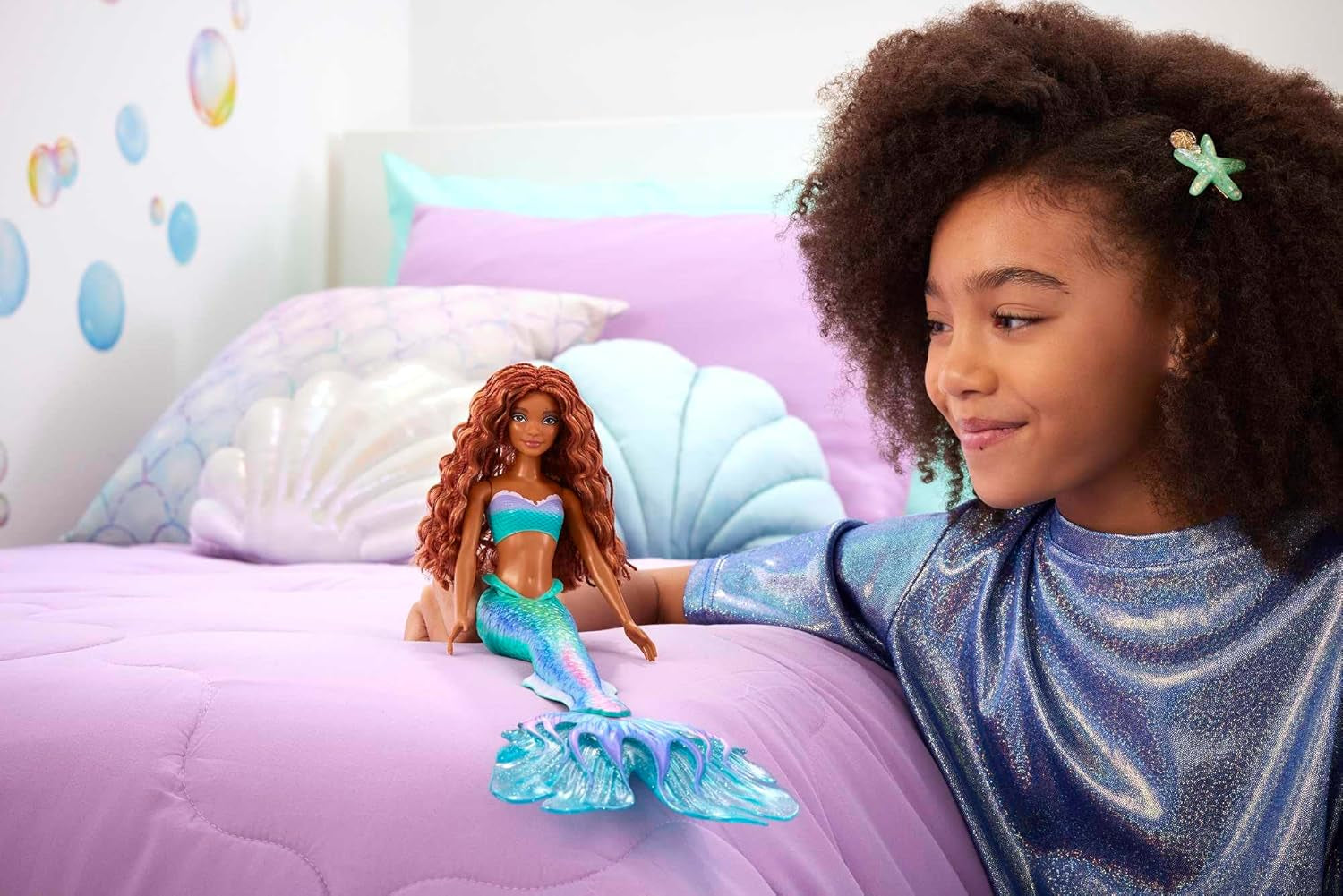 Păpușa Mattel Disney Ariel - Mica Sirenă, inspirată de filmul Mica Sirenă, jucărie sirenă, poziționabilă, cadouri Disney, jucărie pentru vârste de 3 ani și peste, HLX08
