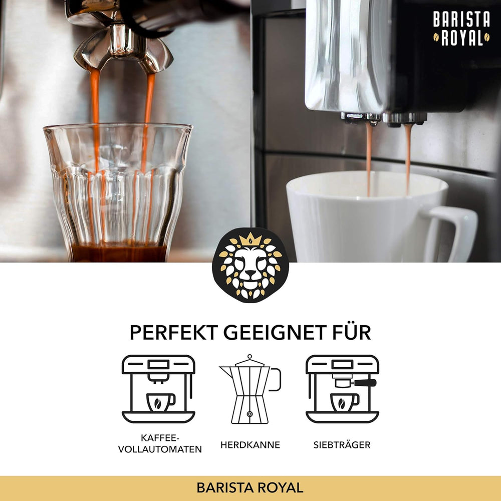 Set de mostre boabe de espresso 4 x 350g boabe de espresso | Pachet Discovery/Pachet de mostre | Robusta și Arabica | Ideal pentru aparate complet automate și portafiltru | BARISTA ROYAL