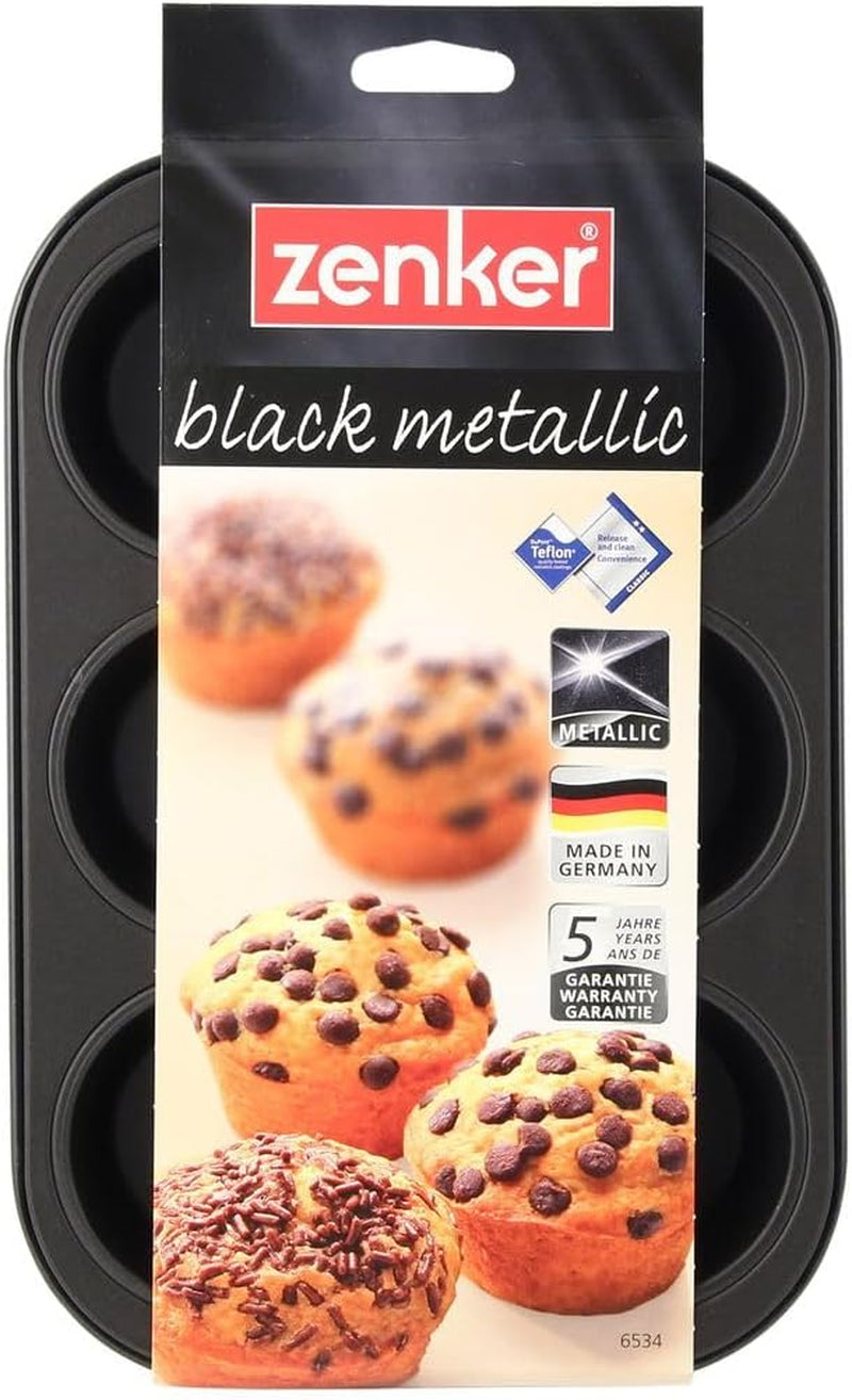Zenker 6Er Muffinform Black Metallic, 275X190X30 Mm, Teflon Classic Antihaftbeschichtung, Hitzebeständig Bis 230°C, Leichte Reinigung, Ideal Für Köstliche Muffin Formák és tepsi Naty Shop