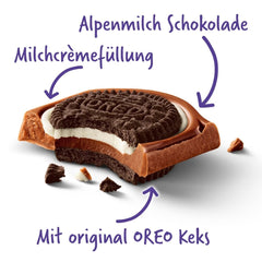 Milka Oreo Sandwich – alpesi tejcsokoládé, ropogós Oreo sütidarabokkal és sima vaníliakrémmel töltve – 92g