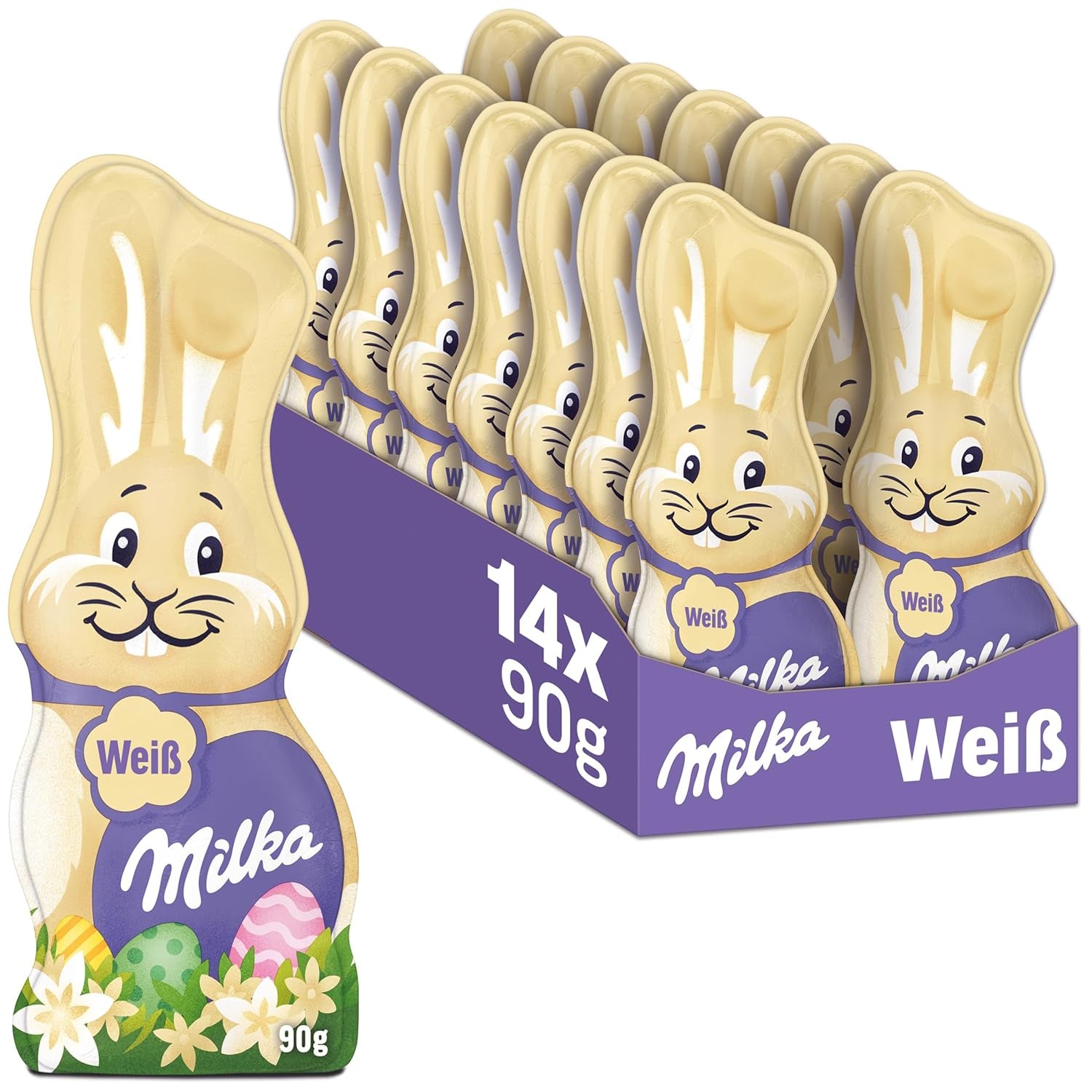 Milka Smiling Bunny White - Húsvéti csokoládé fehér csokoládéból nyuszi formában - 14 x 90g