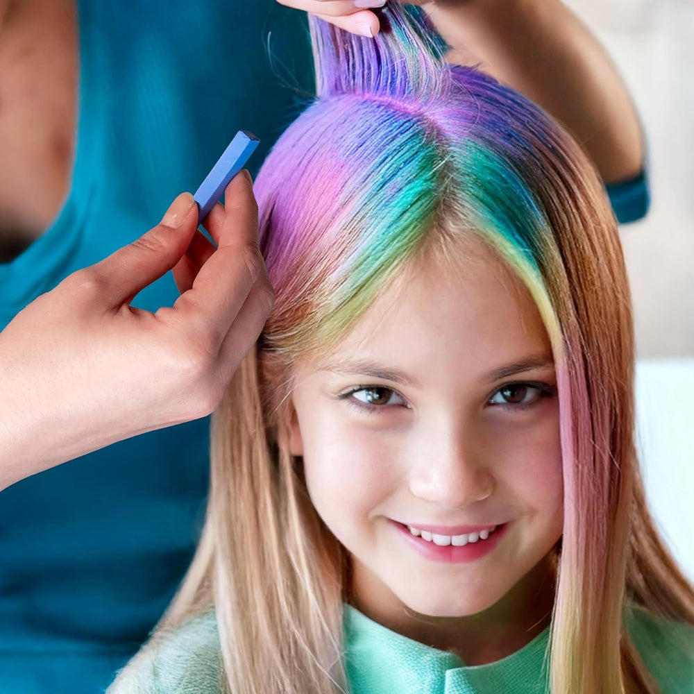 Set de creioane (carioci) de colorare pentru par Vibrant 12 culori - ușor de utilizat - lavabil - vopsea temporară pentru păr - de asemenea, pentru culori de păr întunecate - ca un cadou Halloween Carnaval Ziua de naștere Crăciun Vopsea pentru par Naty Shop