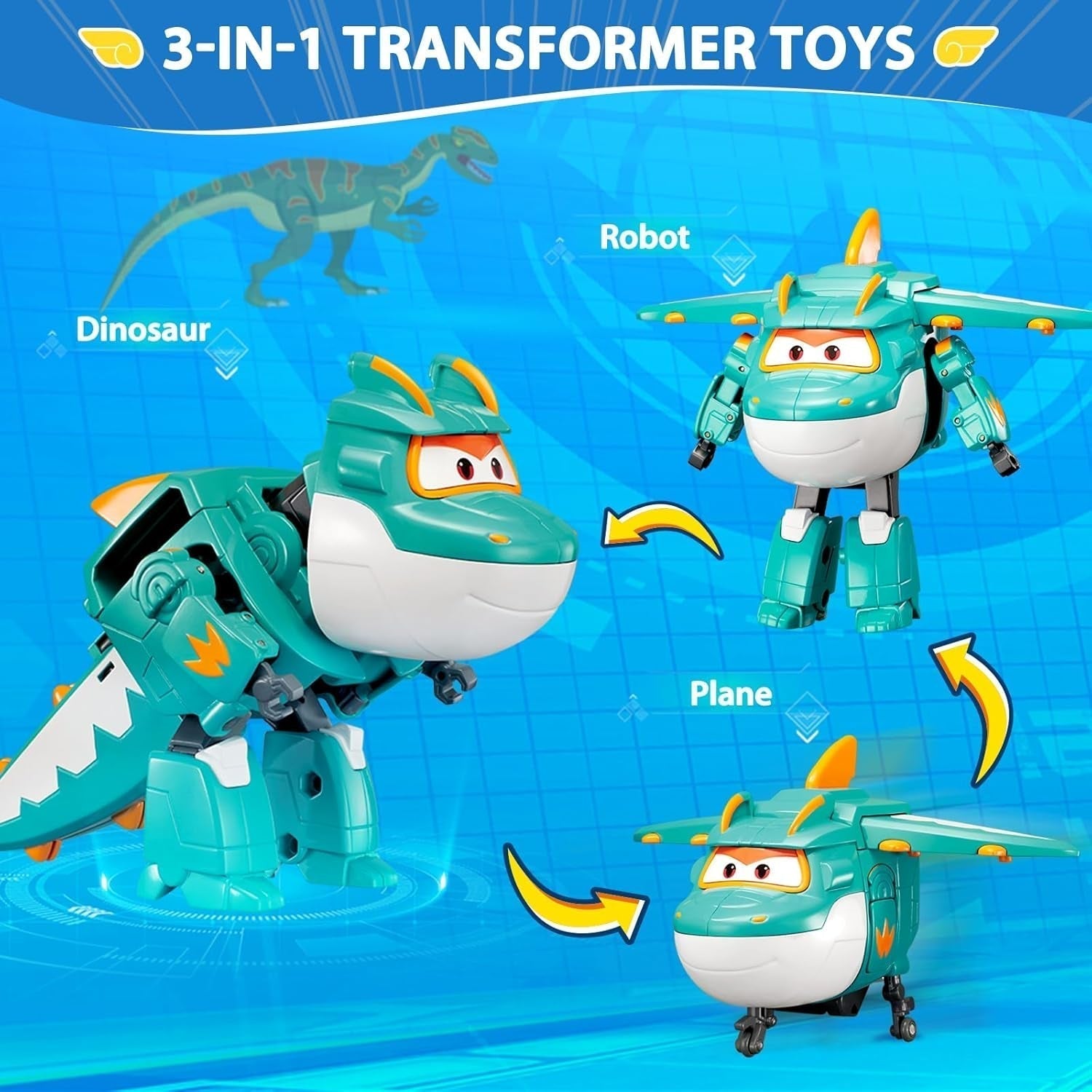 Super Wings EU770447 - Transforming Tino & Pet, átalakító játékfigura kb. 14,5 cm és kb. 4,3 cm, 3 éves kor felett Akciófigurák Naty Shop