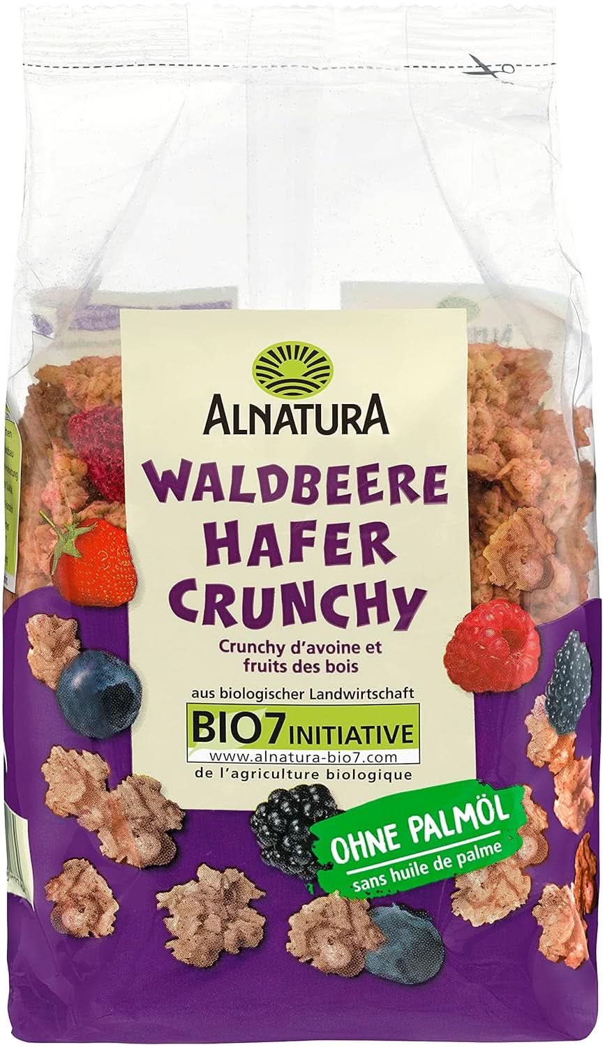 Ovăz organic Crunchy Wild Berry, 375 grame Cereale Naty Shop 375 grame Căpșuni