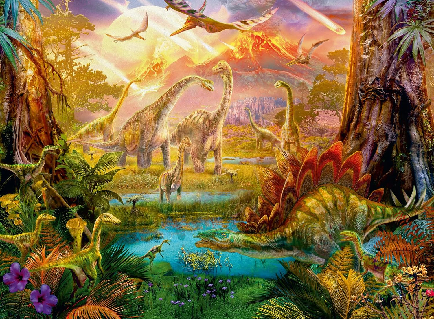 Ravensburger Puzzle 16983 - Dinoland - puzzle jigsaw 500 piese pentru adulți și copii de peste 10 ani, puzzle cu motiv dinozaur Puzzle Naty Shop Clasic