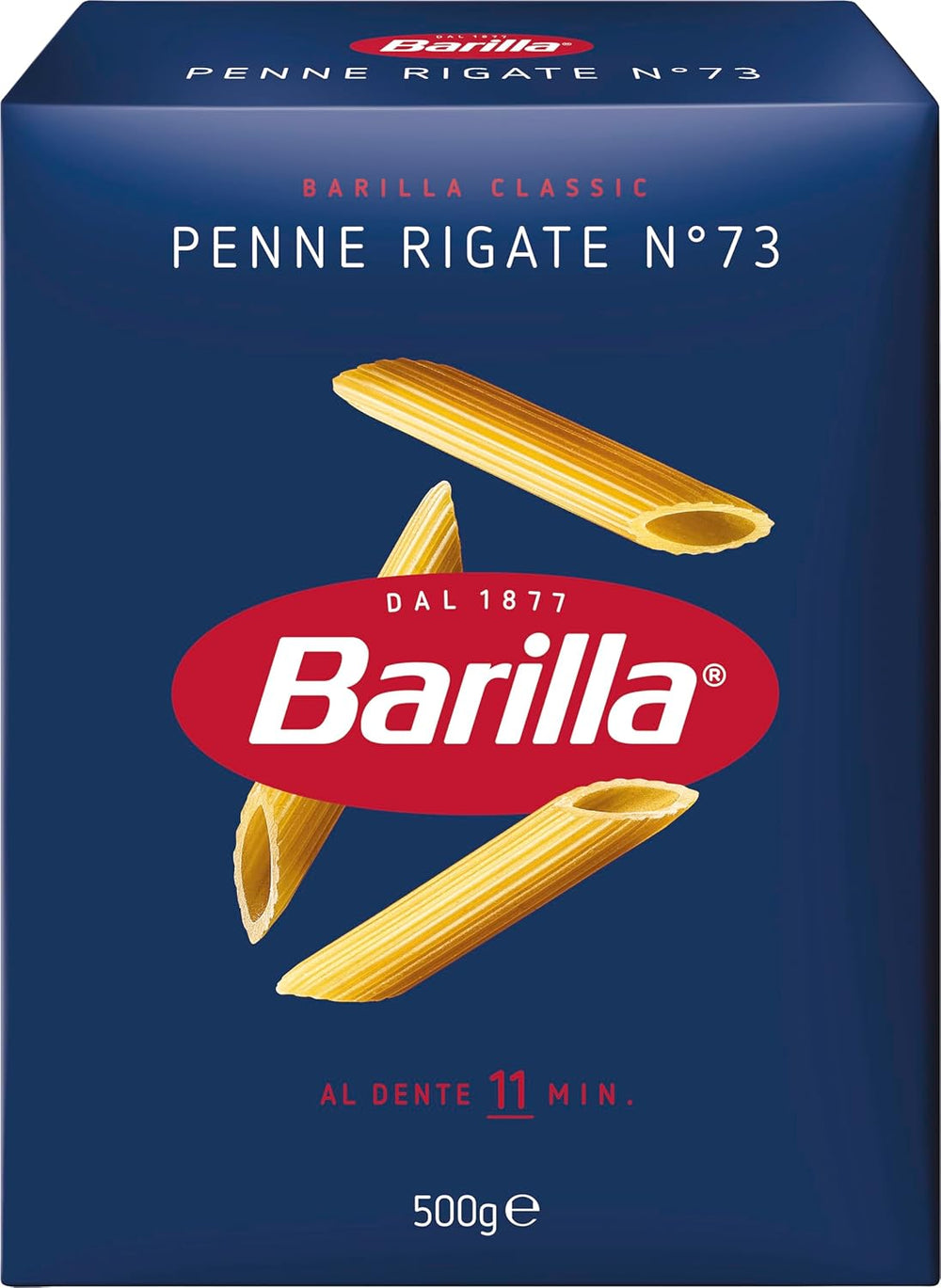 Pasta Barilla Classic Penne Rigate Nr. 73 kiváló minőségű durumbúzából, mindig al dente (1 x 500 g)