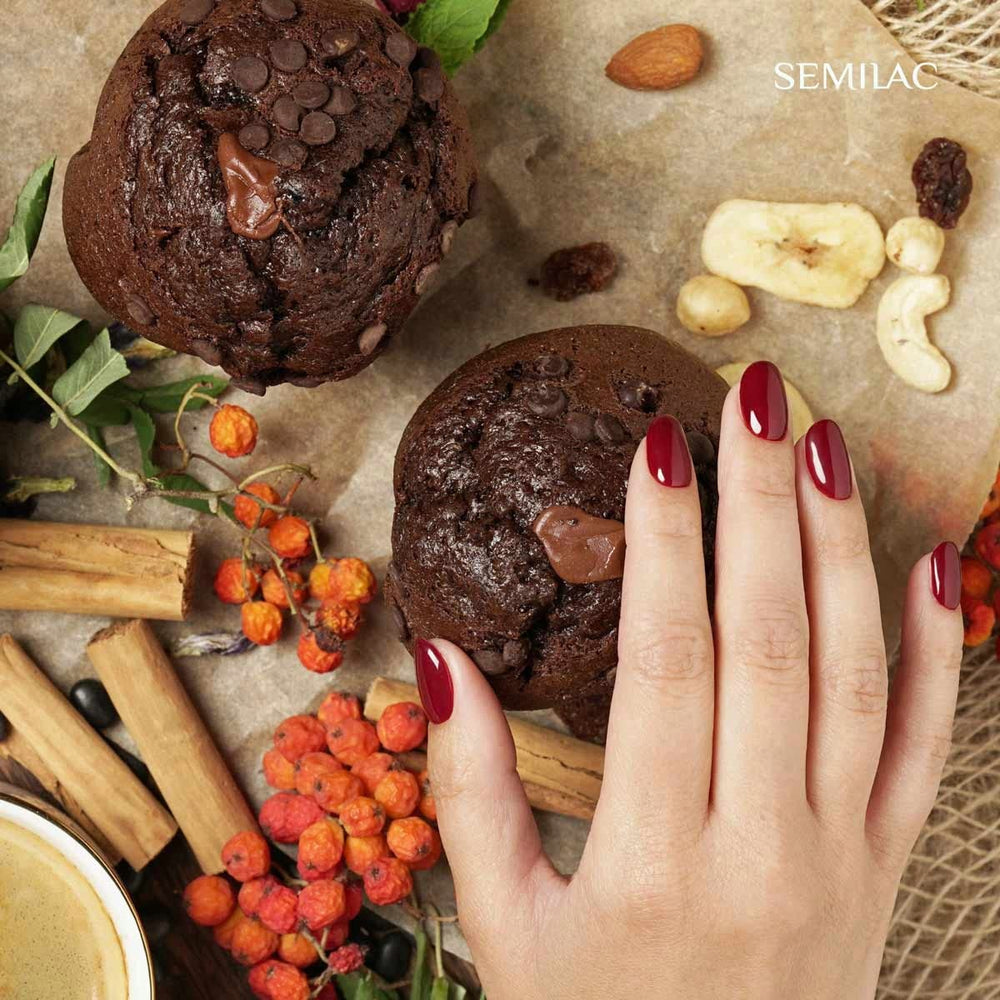 Semilac UV Nagellack Hybrid 404 Black Beans Muffin 7ml Kollektion Tastes of Fall