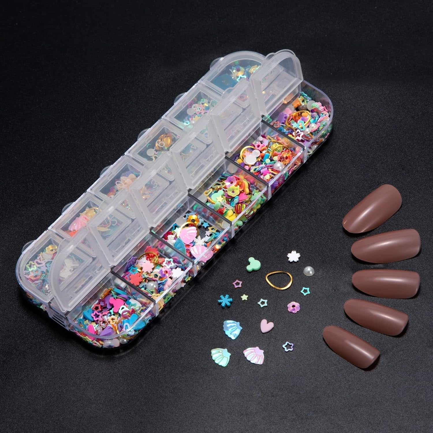 7 Boxen Strasssteine Nägel, Kit De Nail Art Strass Nagelglitzer Pailletten Nagel-Edelsteinen Kristalle Perlen Diamanten Metall Nieten Für DIY Dekoration Nageldesign (Mehrfarbig)