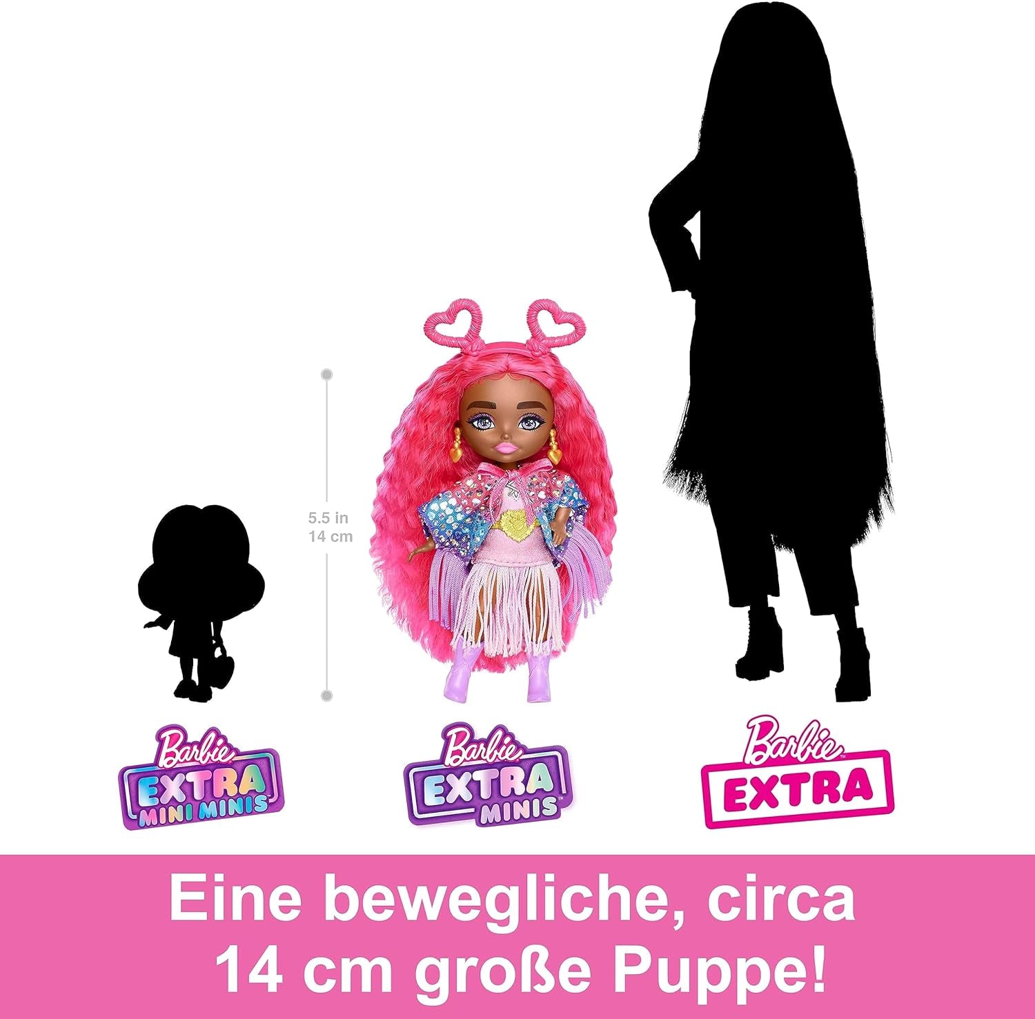 Barbie Extra Fly Reisepuppe - Mini Puppe mit Wüstenoutfit, glitzerndem Cape und Kaktus-Koffer, bewegliche Ellbogen und Knie für modebewussten Spielspaß, für Kinder ab 3 Jahren, HPB19