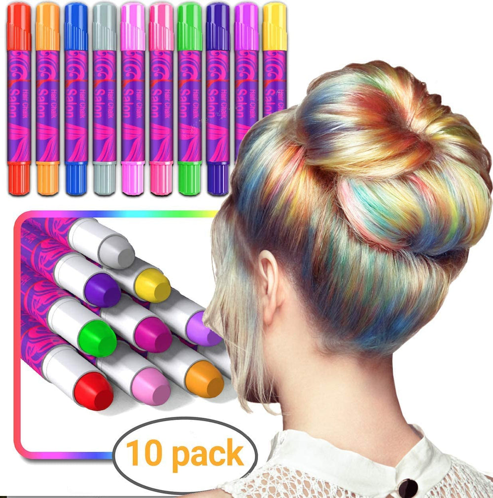 Desire Deluxe Hair Chalk cadouri pentru fete, cretă de păr pentru colorarea părului jucării pentru Crăciun, 10 pixuri lavabile pentru vopsirea părului, pentru carnaval, pentru copii în vârstă de 3 4 5 6 7 8 9 11 ani Vopsea pentru par Naty Shop