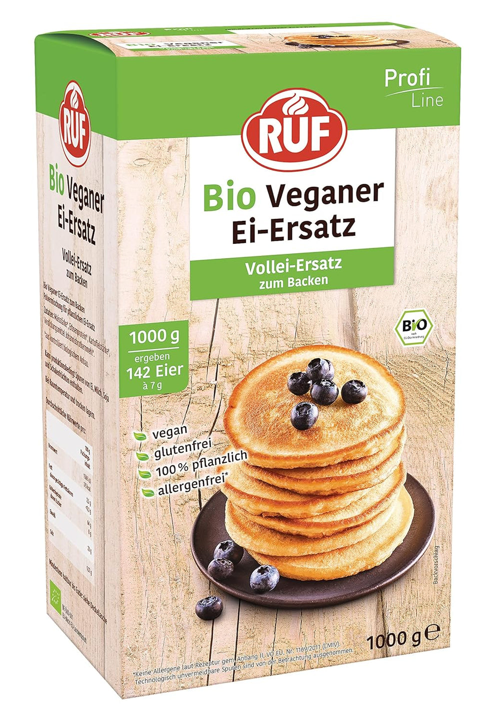 RUF Bio Vegán Tojáspótló, 100%-ban növényi alapú Vollei-Ersatz, Tojáspótló-Pulver sütéshez, főzéshez, Panierenhez és desszertekhez, 4 tojásnak megfelelő