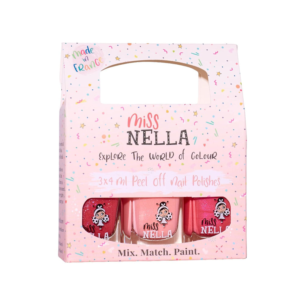 Miss Nella Magic Collection 4 részes csillogó körömlakk szett: rózsaszín, piros, arany és kék, speciális gyerekeknek kivehető körömlakk, nem mérgező, vízbázisú, szagtalan