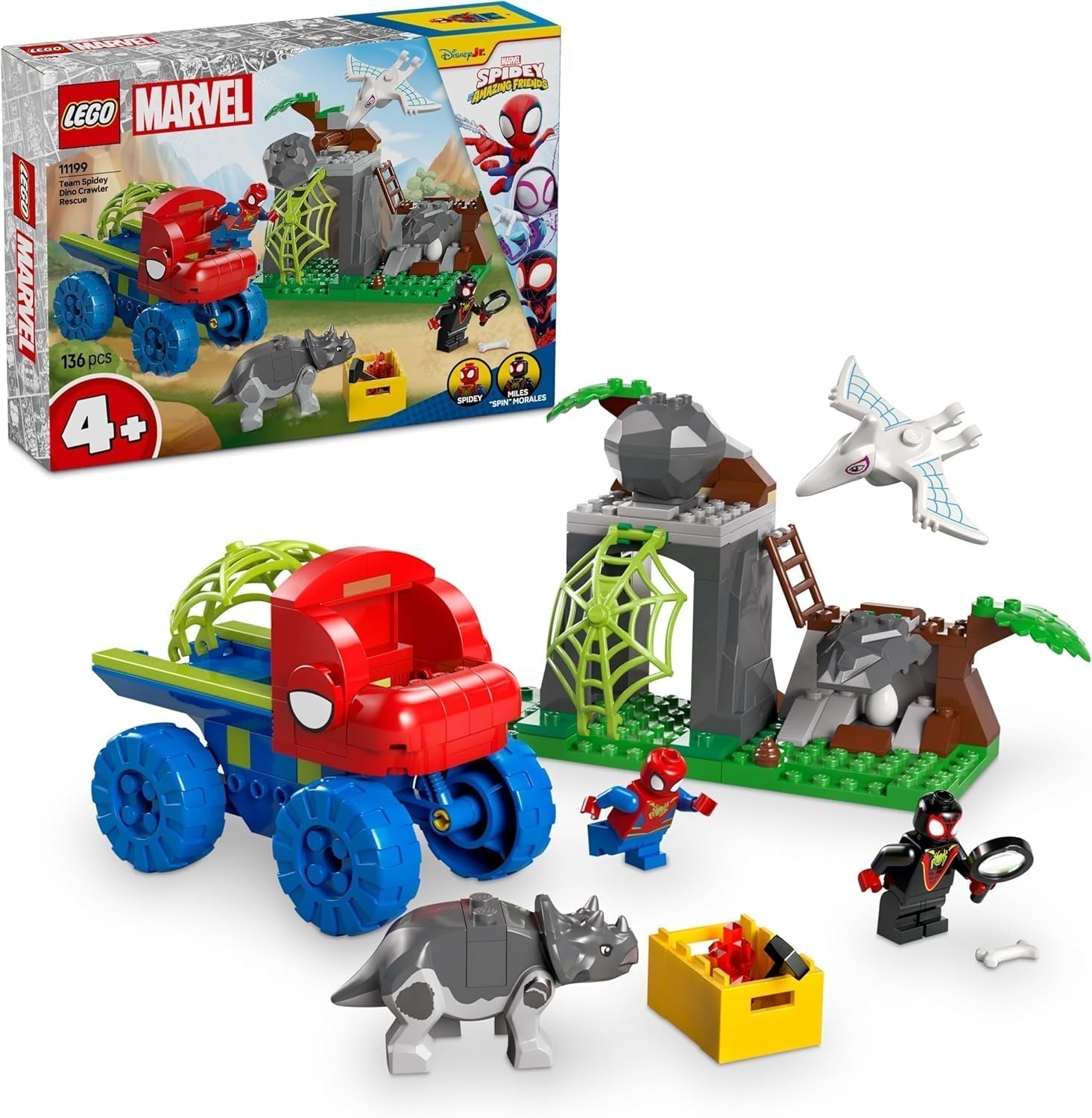 A LEGO Marvel Spidey csapata mentőakción a Dino teherautóban megépíthető szuperhős autós játék kalandkészlet gyerekeknek 4+ Póknak és szuperbarátainak, 11199 építőkészletek Besuche den LEGO-Store alapértelmezett cím
