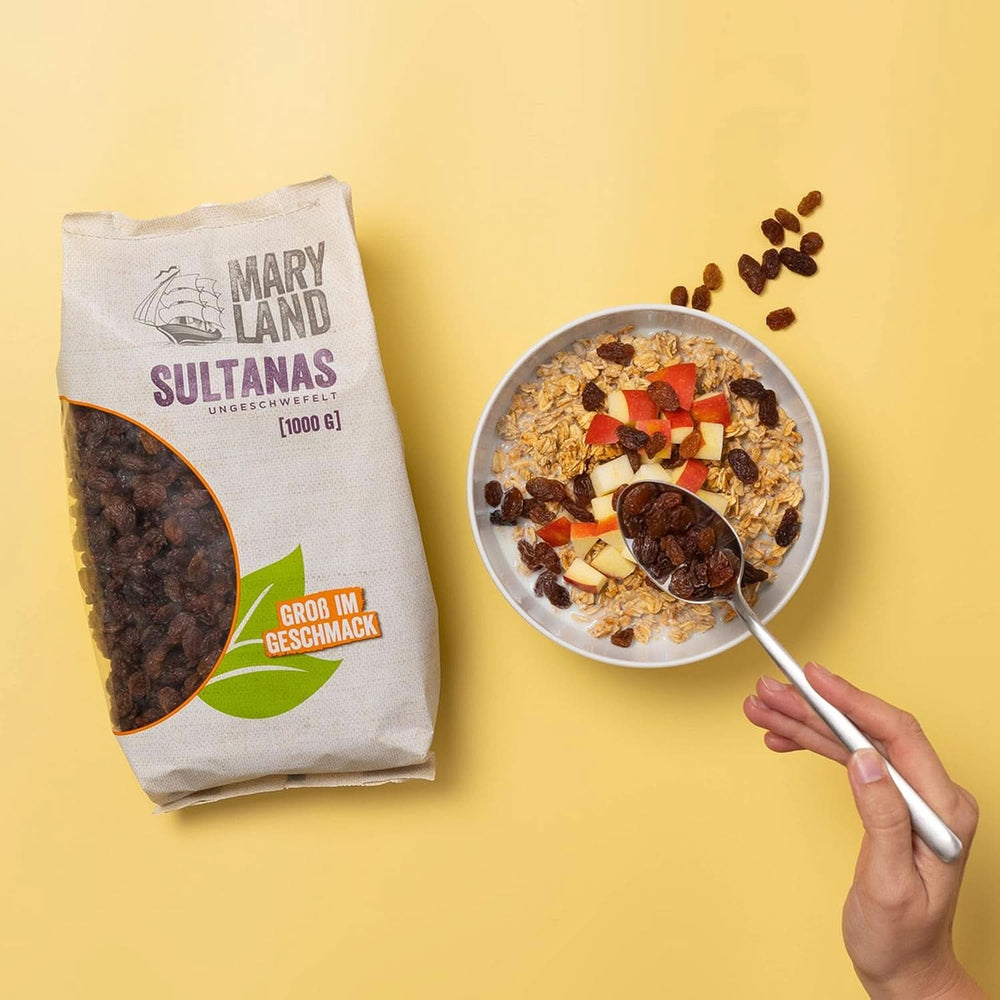 Maryland Sultanas, Szárított mazsola, természetesen édes, hozzáadott cukor nélkül - tartósítószer nélkül, 1 kg Szárított termékek Naty Shop