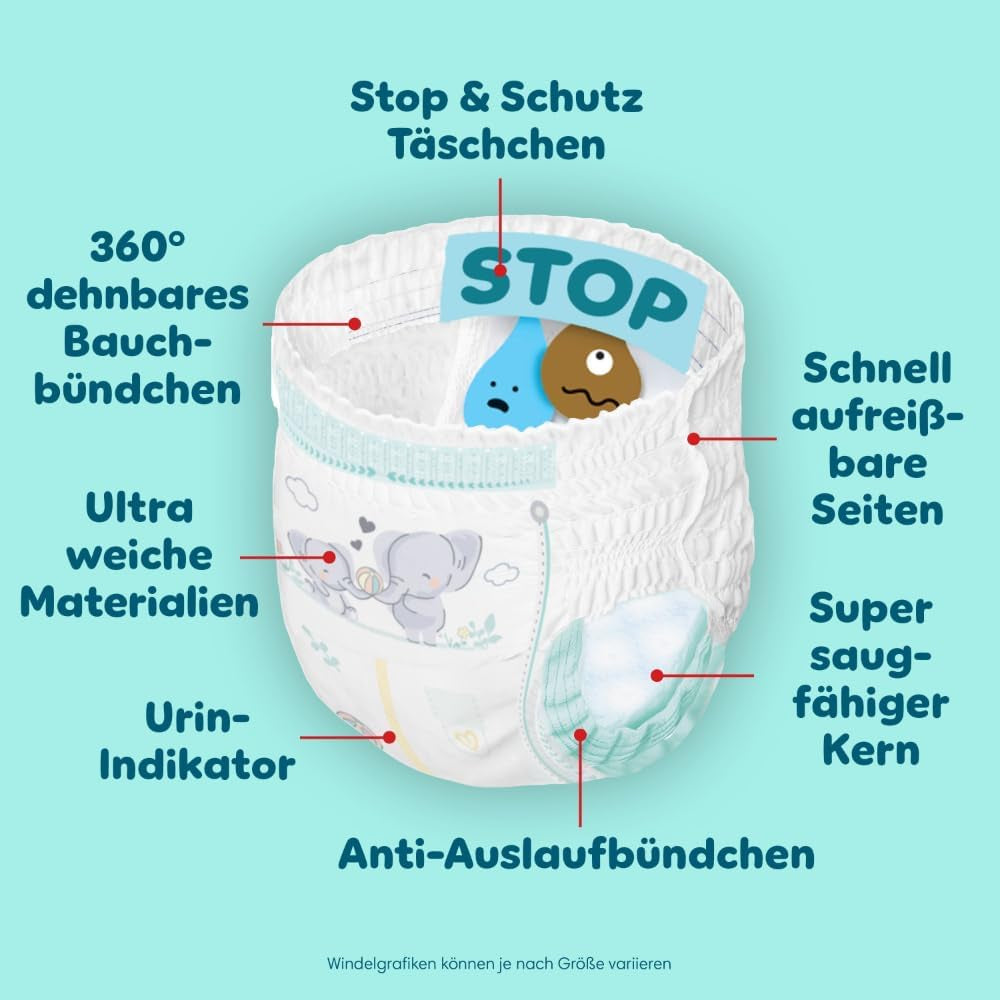 Pampers Premium Protection Pants 5-ös méret, 144 pelenka, 11 kg - 17 kg, 360°-ban állítható, puha szivárgásgátló mandzsettával az optimális kényelem és védelem érdekében