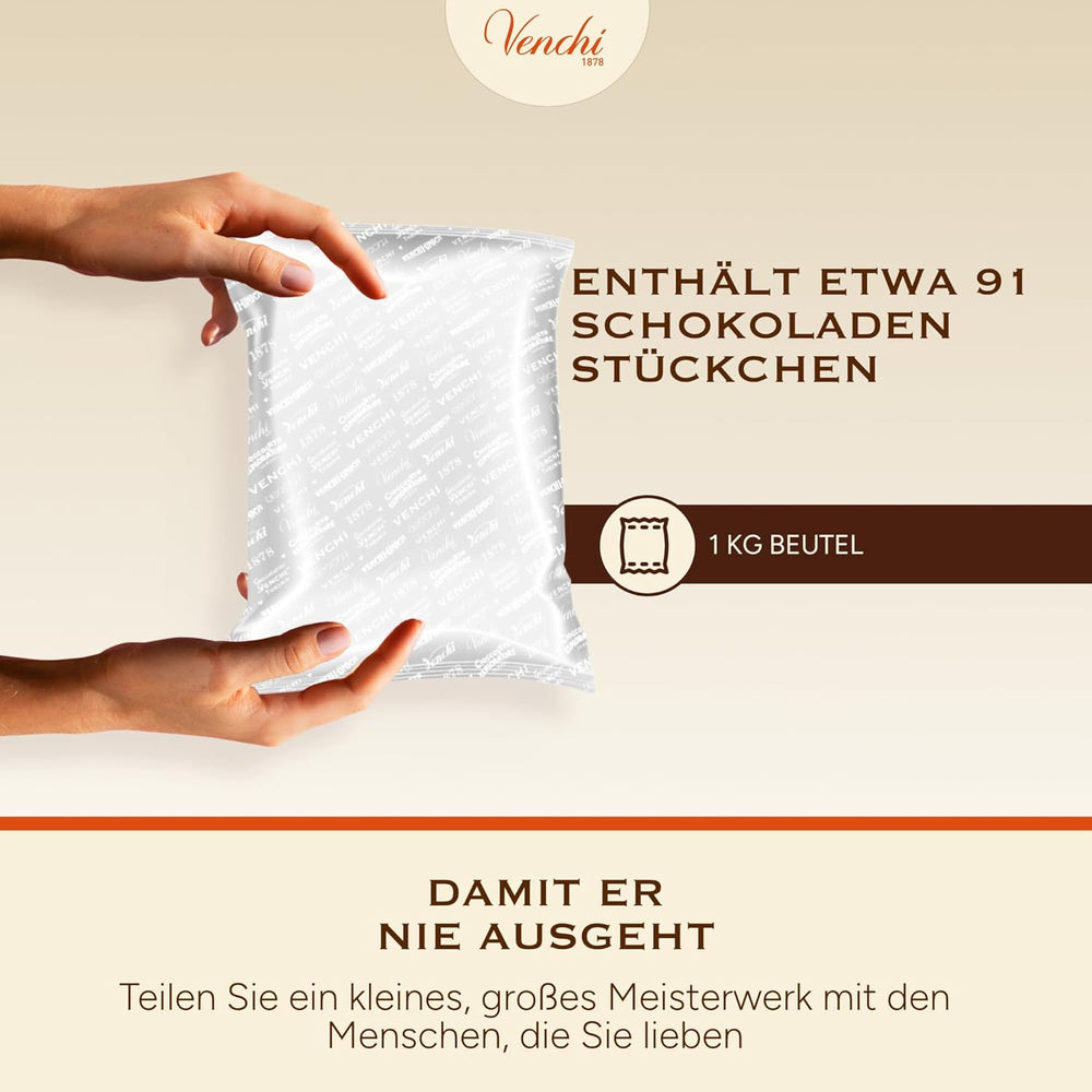 Venchi - Cremino Extra Black Chocolate - Étcsokoládé mandulás pasztával és "piemonti erdei mogyoróval OFJ", 1 kg, gluténmentes, színezék és tartósítószer nélkül