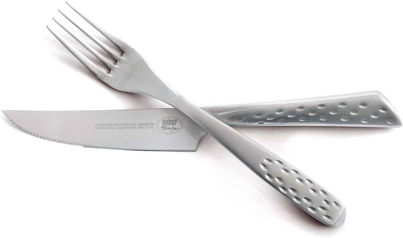 Weber Deluxe Steak készlet, 6 részes, Monobloc design rozsdamentes acél, extra éles, ergonomikus fogantyú Kitchen Naty Shop