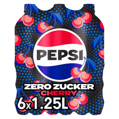 Pepsi Zero Sugar Cherry, Cukormentes üdítő, koffeines kóla cseresznye ízzel üvegben, készlet 6 x 1,25 literes Naty Shop