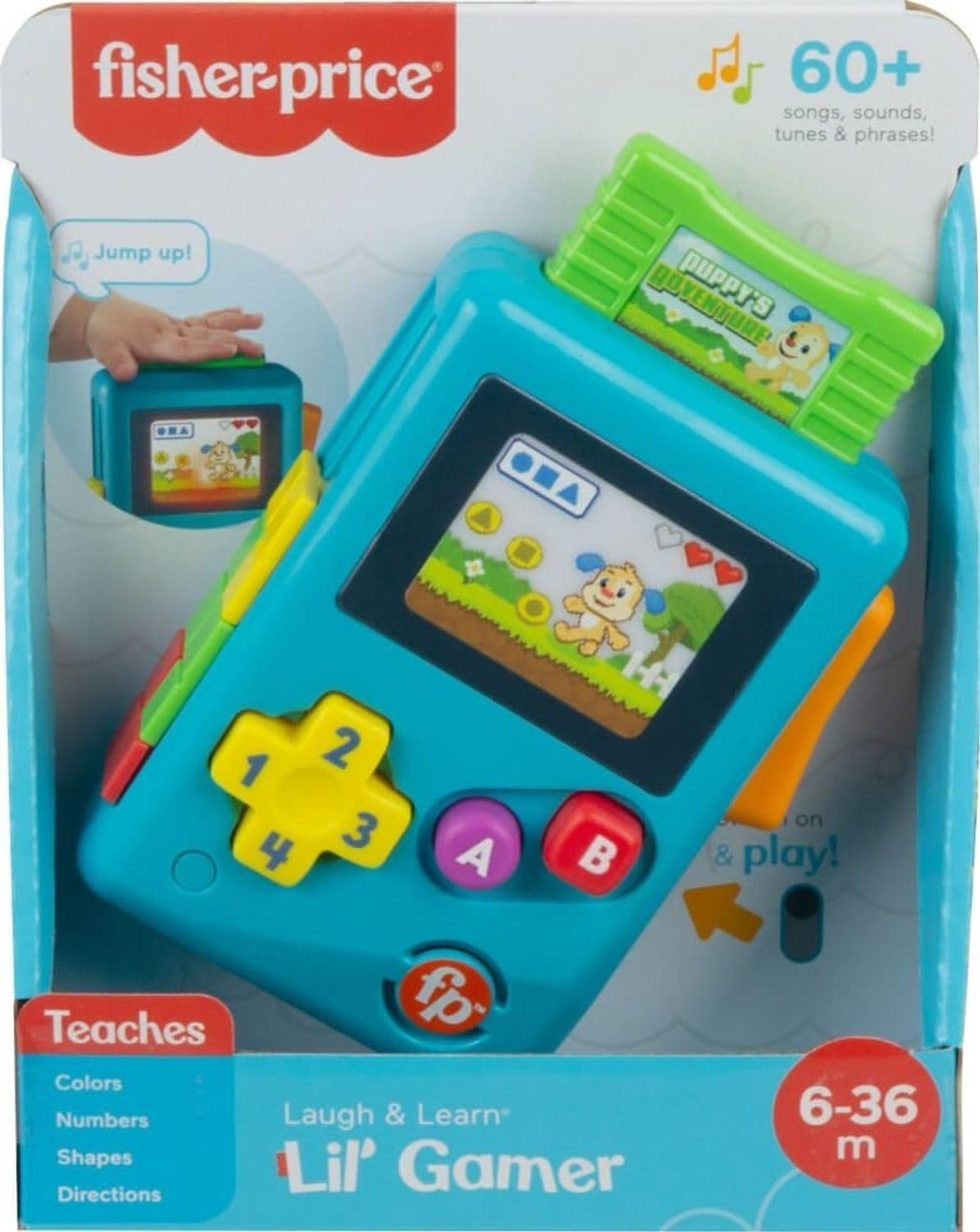 Fisher-Price HBC86 - Learning fun Lil' Gamer, jucărie muzicală de învățare și activitate, versiunea în limba germană, pentru bebeluși și copii mici de la 6 la 36 de luni Jucarii Bebe Naty Shop