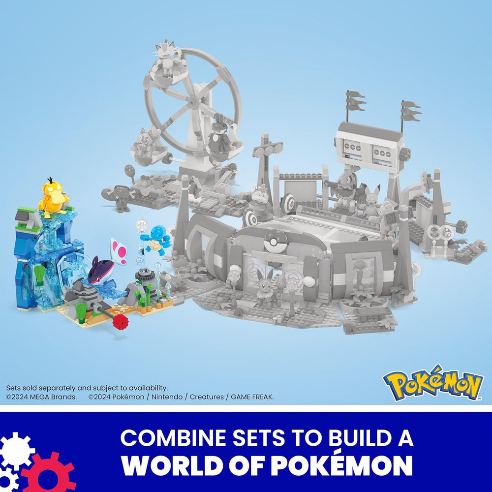 MEGA Pokémon Action Figure-Bauspilzeug, Wasserabenteuer mit 319 Teilen und beweglichem Schiggy, Enton und Finneon, für Kinder, HXF79