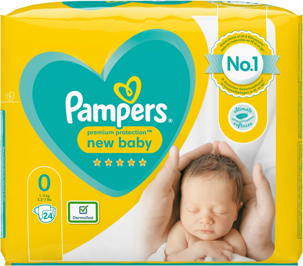 Pampers pelenka babáknak 0 méretű (1,5-2,5 kg) prémium védelem, 24 db, kényelem és védelem Pampers Softest