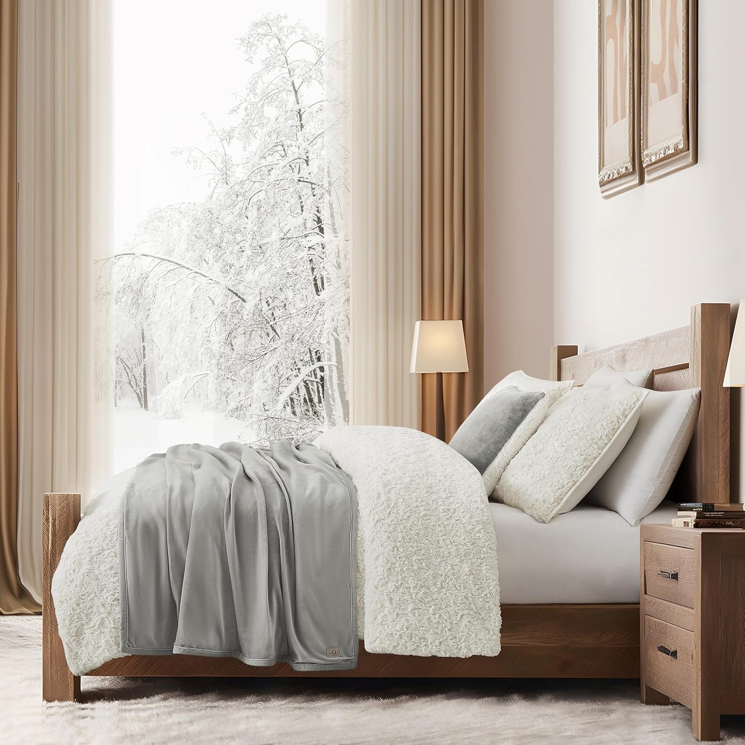 UGG 01465 Bliss Sherpa Dobótakaró Teljesen megfordítható kanapéhoz vagy ágyhoz Gépben mosható Könnyen kezelhető puha plüss túlméretezett luxus takarók 178 X 127 cm Seal Naty Shop paplanok és paplanok