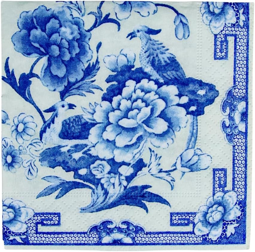 Șervețel de cocktail, albastru/alb