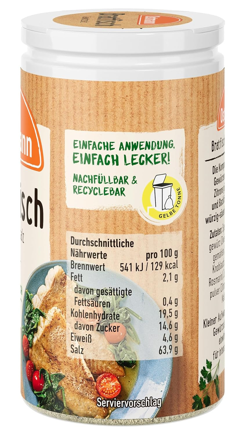 Ostmann Gewürze - Bratfisch Gewürzsalz | Nachfüllbare & újrahasznosítható Verpackung | 50 g Der Streudose-ban