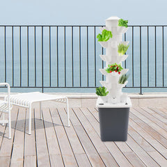 30 kapszula hidroponikus torony, kerti hidroponikus termesztőrendszer, 6 szintes függőleges hidroponikus termesztőkészlet, aeroponikus torony hidratáló szivattyúval, adapterrel és magágyakkal (szürke)