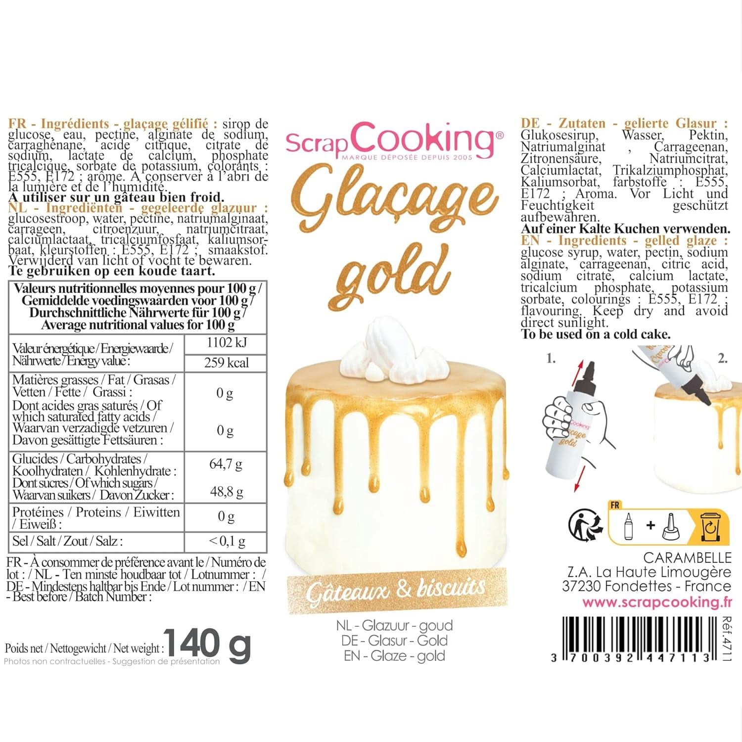 Scrapcooking, Glazura Drip Cake, 140 grame Glazuri si Decor Naty Shop