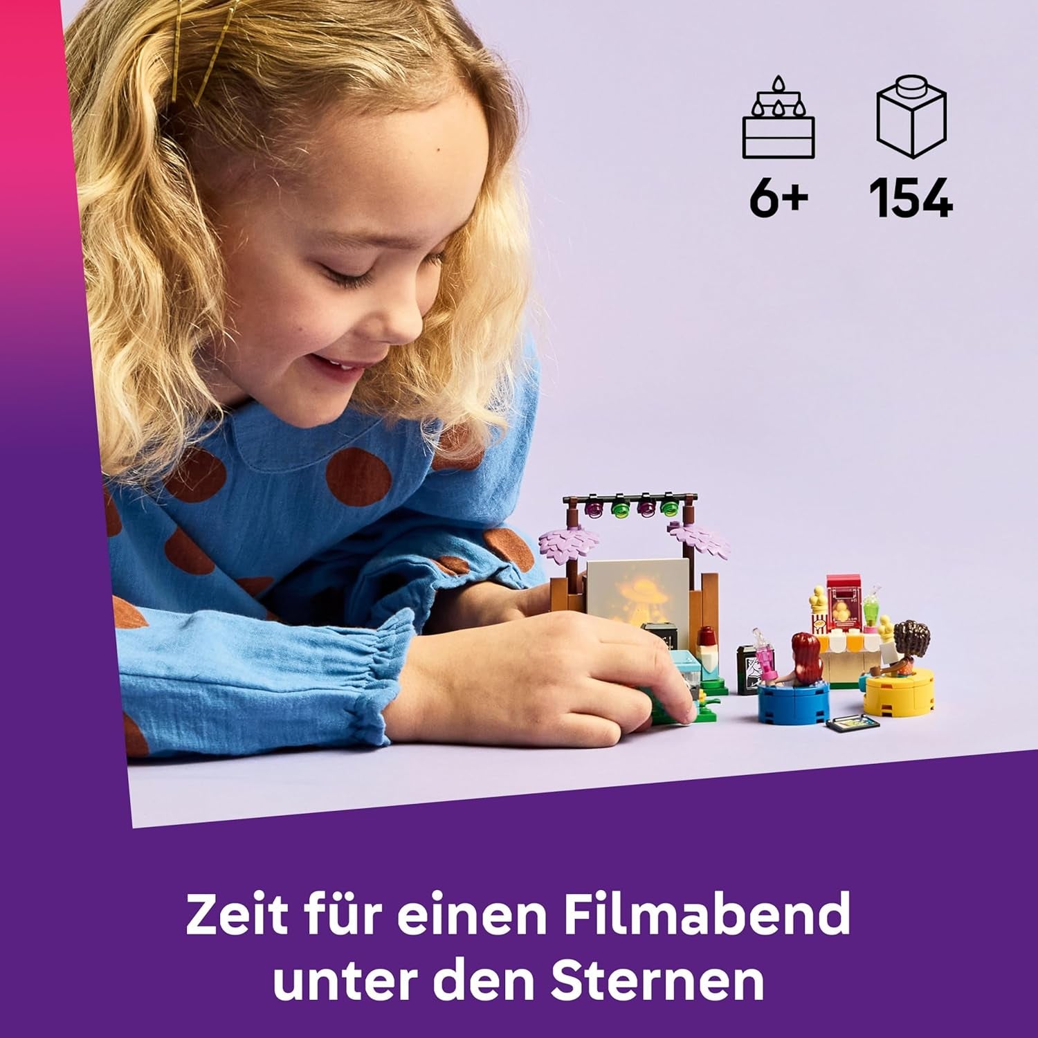 LEGO Friends Friendship Movie Night játék 6 évesnél idősebb lányoknak - beleértve 2 mini baba, egy képernyő és egy világos tégla projektor - Kreatív építőkészlet - 42642