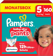 Pampers Baby-Dry Pants Größe 5, 160 Stück, 11kg-17kg, 360° auslaufsichere Nappali és éjszakai használatra
