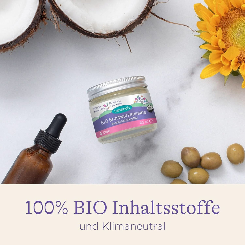 Lansinoh BIO Brustwarzensalbe, 60 ml - Natürliche Pflege Empfindlicher Brustwarzen Und Trockener Haut - Klimaneutrális kiegészítők Étel és szoptatás Baba Naty Shop
