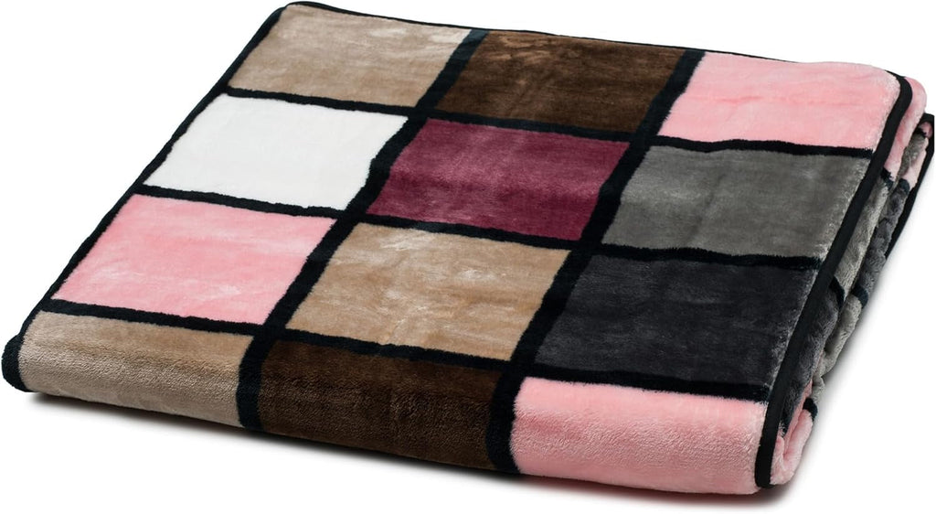 Gözze - Pătură moale și confortabilă, senzație de cașmir, greutate mare a țesăturii 500 G/M², Antigua, 150 X 200 Cm - Muștar/Negru/Alb Paturi si Cuverturi Besuche den GÃ¶zze-Store Roz închis/taupă/berry